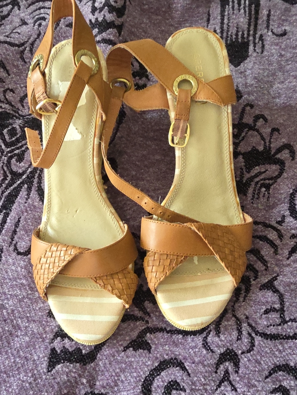 Sperry Women’s Tan Braided Leather Slingback Sandals